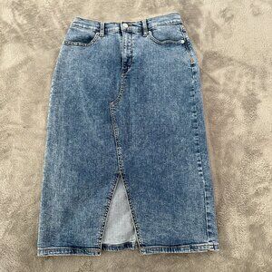 Banana Republic Factory Pencil Denim Midi Skirt Split Front Women's 2